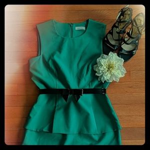 Emerald green peplum dress